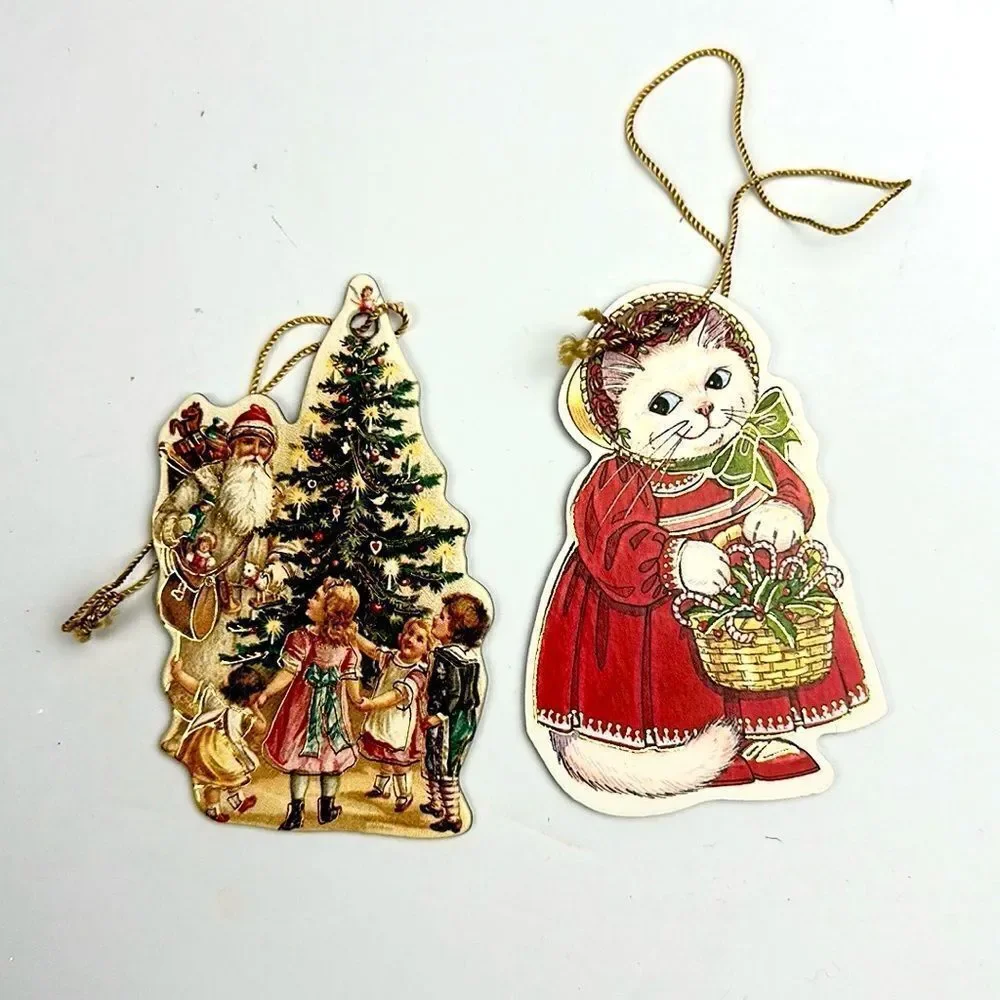11 Vtg Victorian Style 2-sided Cardboard Christmas Ornaments Frances Brundage